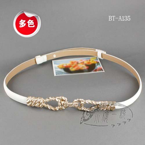 Free shipping high-quality Women Gold Toned Screw Hardware Genuine Leather Skinny fashion ladies Belts hjBT-A135
