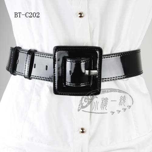 Free shipping high-quality Women Pin Buckle Patent Genuine Leather Wide Wrap Cinch Belt fashion ladies belts fBT-C202f