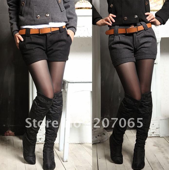 Free shipping high quality women's pants, woolen material curling suit shorts,women boots pants  2 colour size S,M,L,XL