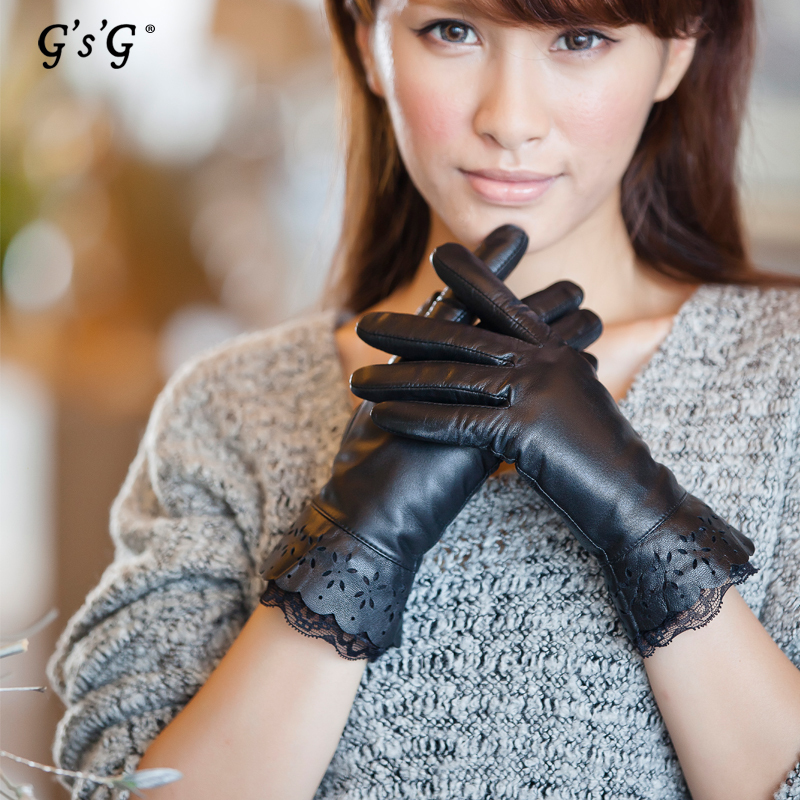 Free Shipping High quality Women's Short design Genuine leather Gloves