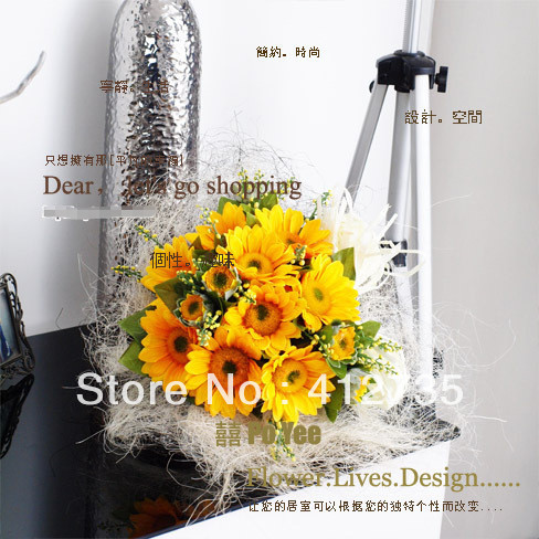 Free shipping/High simulation sunflower bouquet/Wedding Bouquet/ Photography Props
