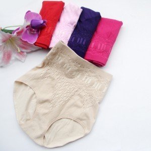 Free shipping! High waist abdomen in carry buttock combed cotton women's underwear briefs shorts pure colored cotton,Five color