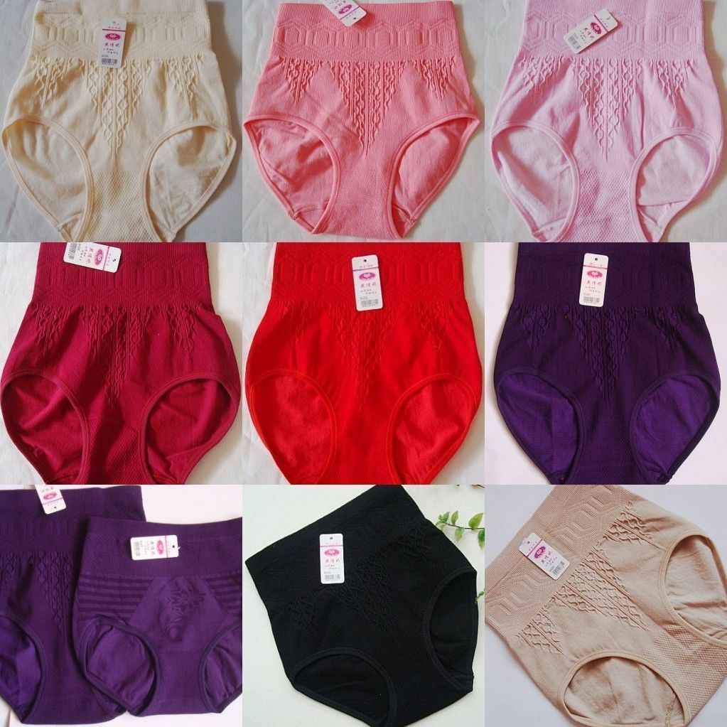 Free Shipping  high waist plus size butt-lifting abdomen drawing body shaping panties red