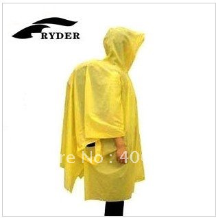 Free shipping Hiking Outdoor Raincoat , Poncho yellow PVC Raincoat rainwear Ground Sheet,2 pcs/lot