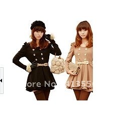 free    shipping    Hitz retro double breasted dress slim leisure ladies fashion windbreaker  b119 ow