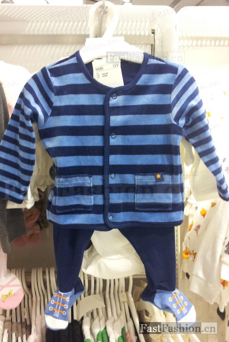 Free shipping Hm children's clothing spring newborn baby male set sweatshirt velvet pants