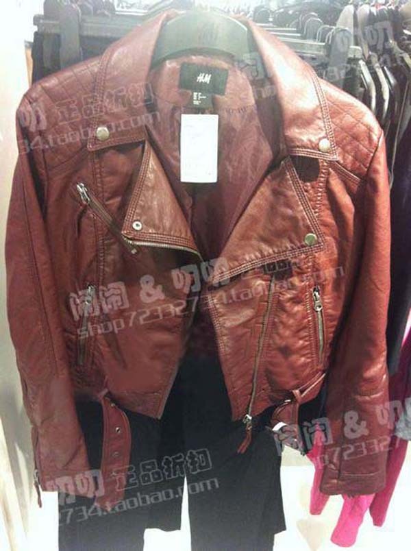 Free shipping Hm h&m autumn short design women's jacket leather clothing soft leather motorcycle outerwear