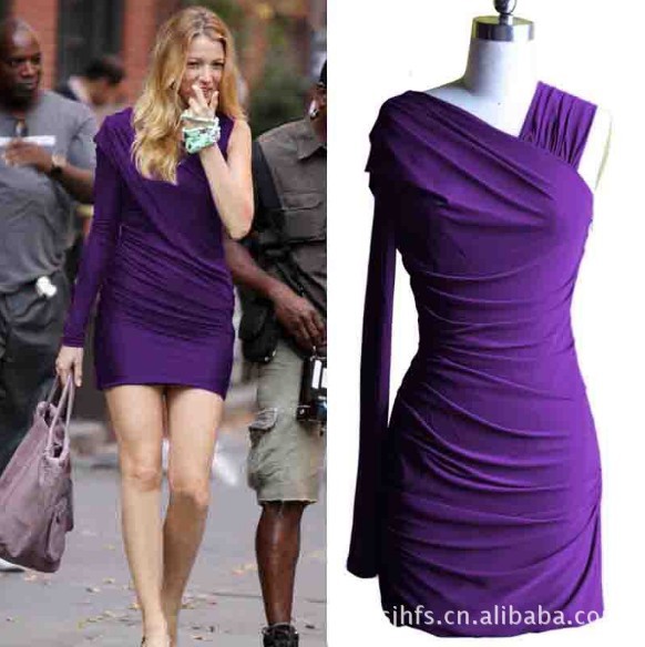 Free Shipping Holiday Sale 2013 blake lively one shoulder DRESS CELEBRITY mini DRESS sexy PARTY