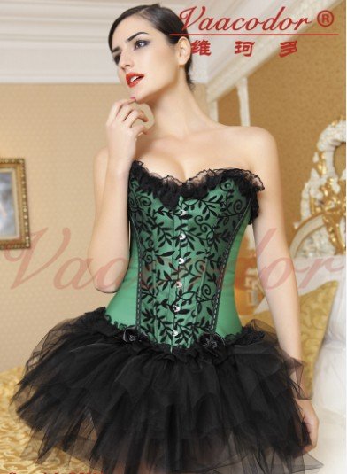 Free shipping ! Hot Beige/green/purple Sexy Corset Gostume Fashion Dress Up Costumes For Women Without Skirt S-XXL 9228