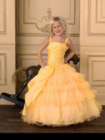 Free shipping Hot embroidery pleated A-line straps Flower Girl Dress Junior Bridesmaid Dress