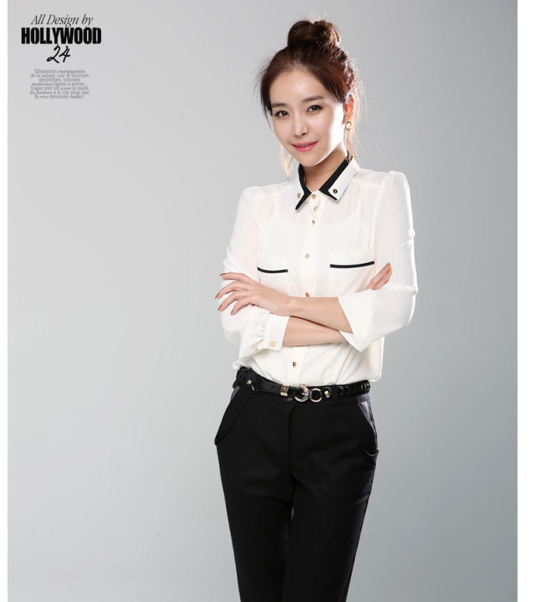 Free shipping,Hot,Excellent quality,2013 new Korean ladies sweet turn-down collar cute chiffon shirts,women top blouses,X2752