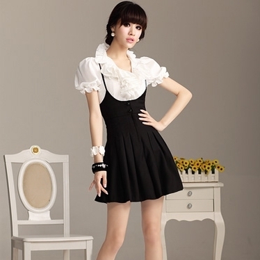 free shipping! hot Fashion all-match black suspender skirt pants s1014