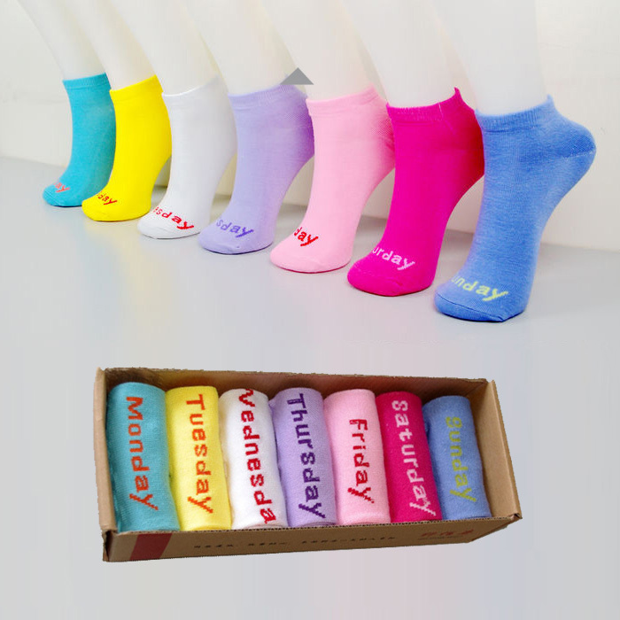 Free Shipping,Hot Fashion Cotton Free Size Women's Weekly Socks,Quitter Socks