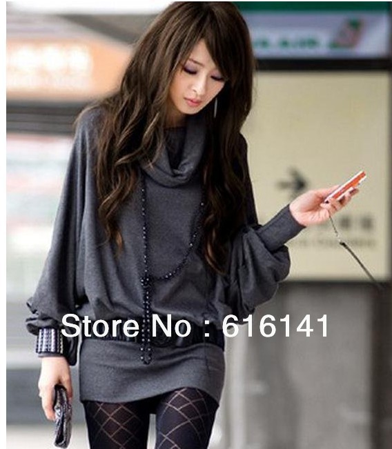 Free shipping! HOT Fashion trendy Cozy Lantern Sleeve big O-Neck women/ladies clothes  Long-sleeved Tops NEW (as the picture)