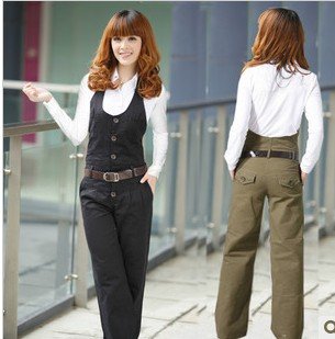FREE SHIPPING Hot Fashion!,womens Japan Korea Slacks casual pants, Jumpsuit ,suspender trousers,3 color,size S-XXL,YJ203