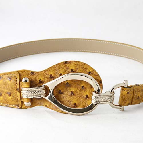 Free shipping Hot imported high-quality  Women Gold Metal Ostrich Skin Faux Leather Belt  fashion ladies belts tB394t01