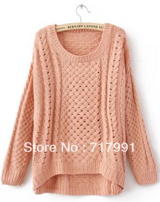 Free Shipping Hot Lady's Plain Pink Cotton Loose Short Sweaters High Quality sweater1282128