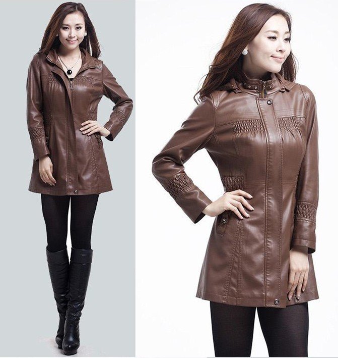 Free shipping !!! Hot ! NEW Women's brand Fashion genuine leather Sheepskin long leather jacket Coat / L-4XL