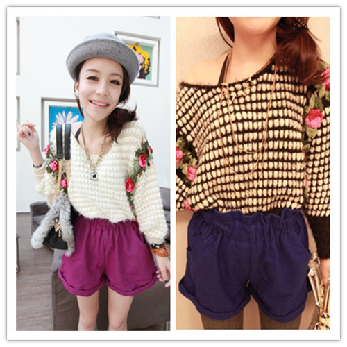 Free shipping hot sale 2012 new arrival autumn Womens lady fashion solid color elastic waist shorts s1059