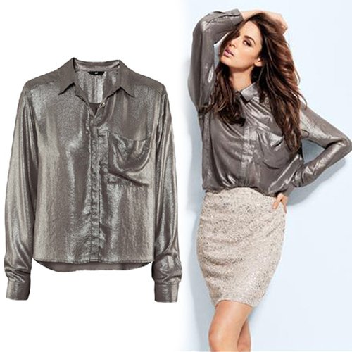 free shipping hot sale 2012 new arrive 6 size XS-XXL Women blouse fashion glisten loose shirt Button Down Shirt top HY28