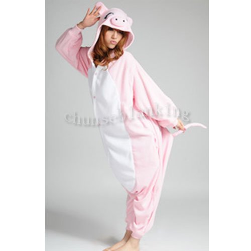 Free Shipping Hot Sale 2012 New Fashion S M L XL  Adult Pink Pig Sleepwear Cosplay Costumes Animal Kigurumi Pyjamas