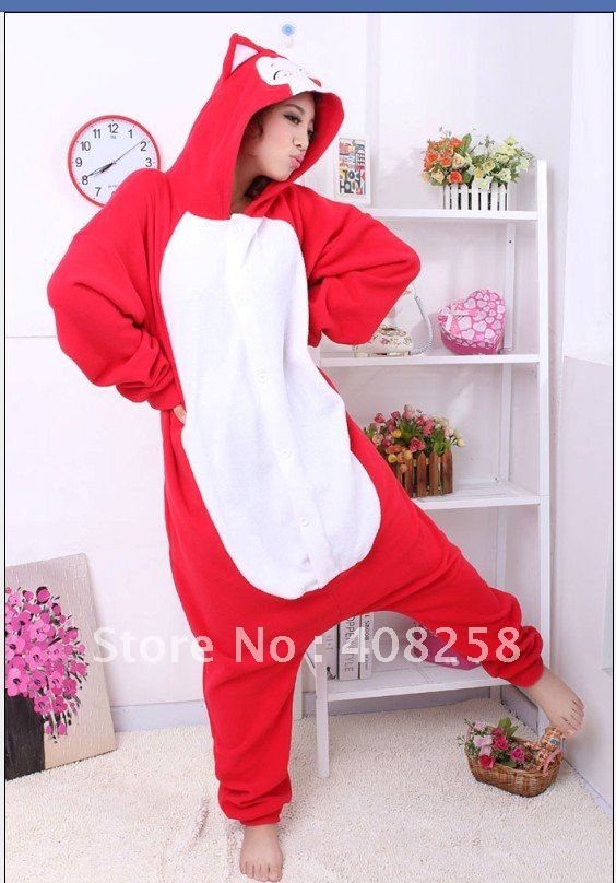 Free Shipping Hot Sale 2012 New Fashion S M L XL  Adult Ret Cat Sleepwear Cosplay Costumes Animal Kigurumi Pyjamas