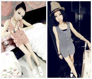 Free shipping hot sale 2012 women Fashion casual striped vest jumpsuits 2 color lady s847