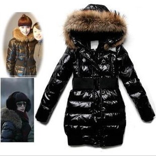 Free shipping hot sale 2012 women's large fur collar with a hood down coat medium-long slim thickening down coat female c001