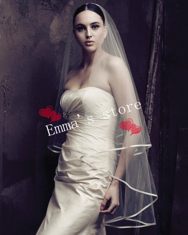 Free Shipping Hot Sale 2013 New Fashion Cheap 2T White Ivory Fashion Wedding Bridal Pearls Ribbon Edge Comb Veil