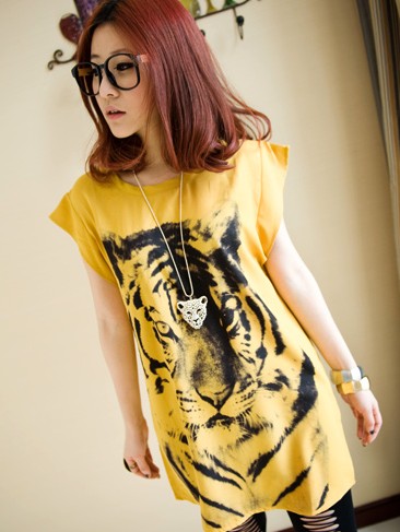 Free Shipping Hot Sale 2013 women's spring big steller's loose chiffon short sleeve t 2 t64