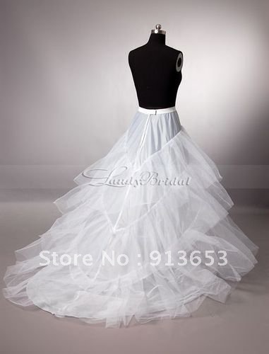 Free Shipping Hot sale 50% off Cheap White 2 Hoops Wedding Petticoat Crinolines For Chapel Train Dresses Ready To Ship