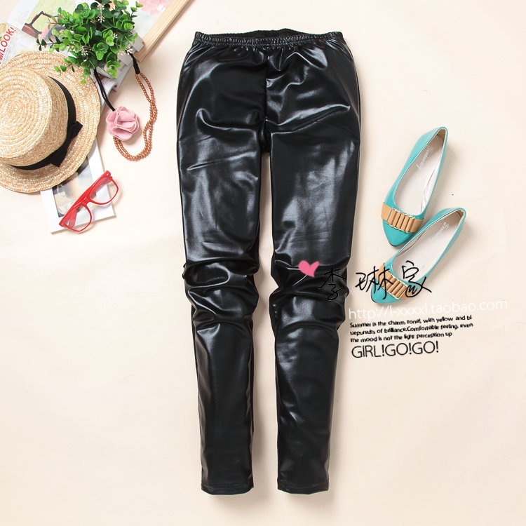 Free shipping hot sale 52 - 100 fashion elastic pants patchwork faux leather legging