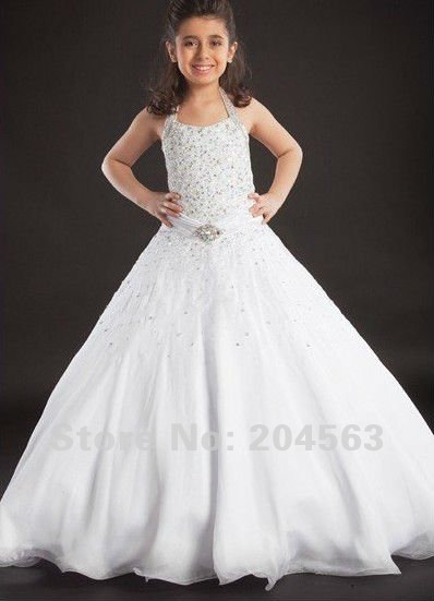Free Shipping Hot Sale Beaded Princess Flower Girl Dress Custom-size/color wholesale/retail