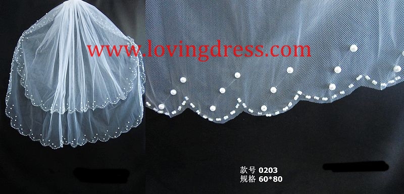 Free Shipping Hot Sale Beads Crystal Brides Veil Cheap wedding Dress Veil ivory white comb 0203
