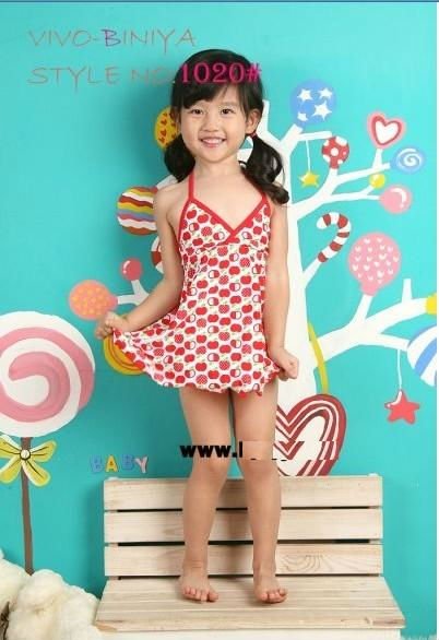 Free shipping Hot sale Children/baby/girls one-piece Swimwear/Swimsuit Cute apple printing SZ 3T-7T