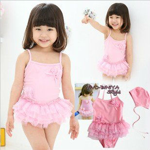 free shipping hot sale fashion child swimwear girl/kids' lace flower Bikini swimsuit beach wear baby One-Piece swimsuit 5pcs