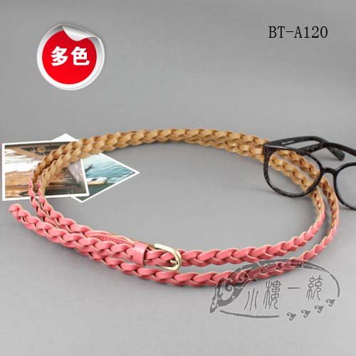 Free shipping Hot-sale fashion ladies belts Ladies Skinny Woven Braided Double Wrap Leather Hip Belt aBT-A120a