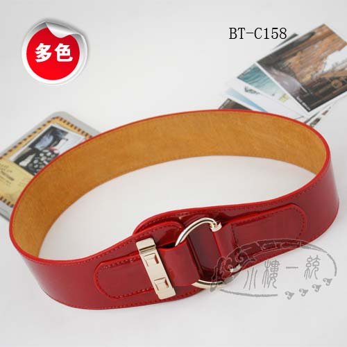 Free shipping Hot-sale fashion ladies belts Women Gold Metal Patent Leather Wide Wrap Belt  wBT-C158w