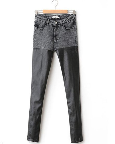Free Shipping Hot Sale Fashion Skinny Faux Leather Leggings Denim Pants Women's Pants