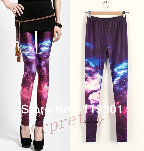 Free Shipping Hot sale Fashion Women's Starry Aurora Space Galaxy Graphic Printed Leggings Pants Tights Wholesale DCK