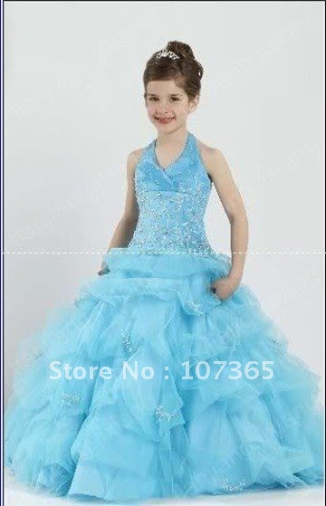 Free shipping Hot Sale  Flower Girl bead Dress  party dress size /custom /wholesale/retail
