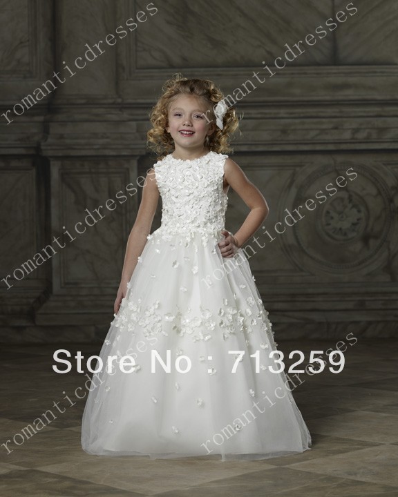 Free shipping Hot Sale  Flower Girl dress Flower Sashes Scoop Custom-size/color Wholesale/retail Rosy Pink Princess