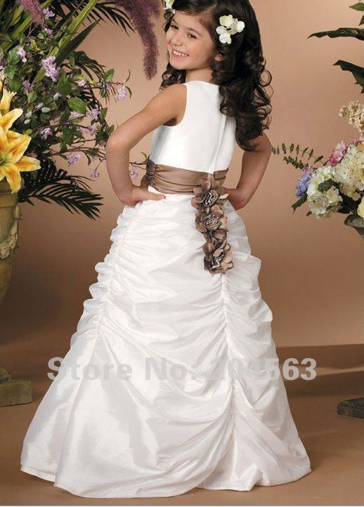 Free Shipping Hot Sale Flower Girl's Dress with Sash flower Custom-size/color
