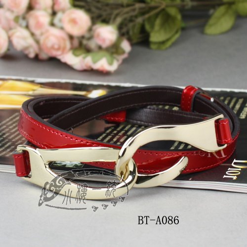 Free shipping Hot-sale Gold Toned Hardware Women Patent Leather Skinny Hip Belt fashion ladies belts qBT-A086q
