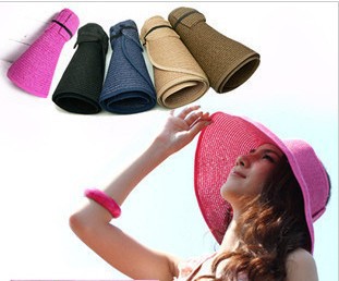 Free Shipping Hot Sale High Quality  Summer Female Folding Visor Sunbonnet Beach Cap Sun Hat Large-brimmed Strawhat