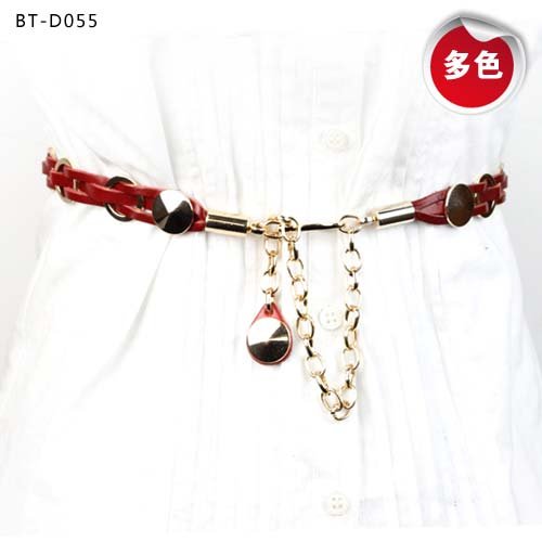 Free shipping hot-sale high-quality Women Genuine Leather Woven Metal Chain Belt fashion ladies belts yD055y