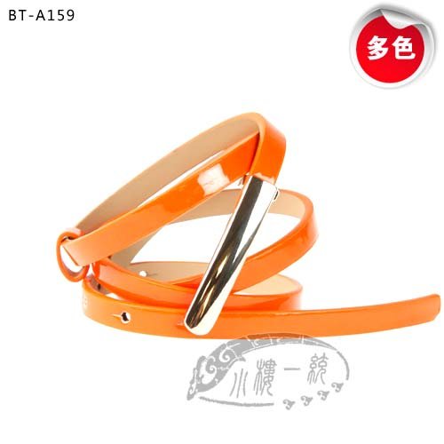Free shipping Hot-sale  high-quality Women Gold Toned Buckle Patent Leather Skinny ladies belts thBT-A159h with 11 colors