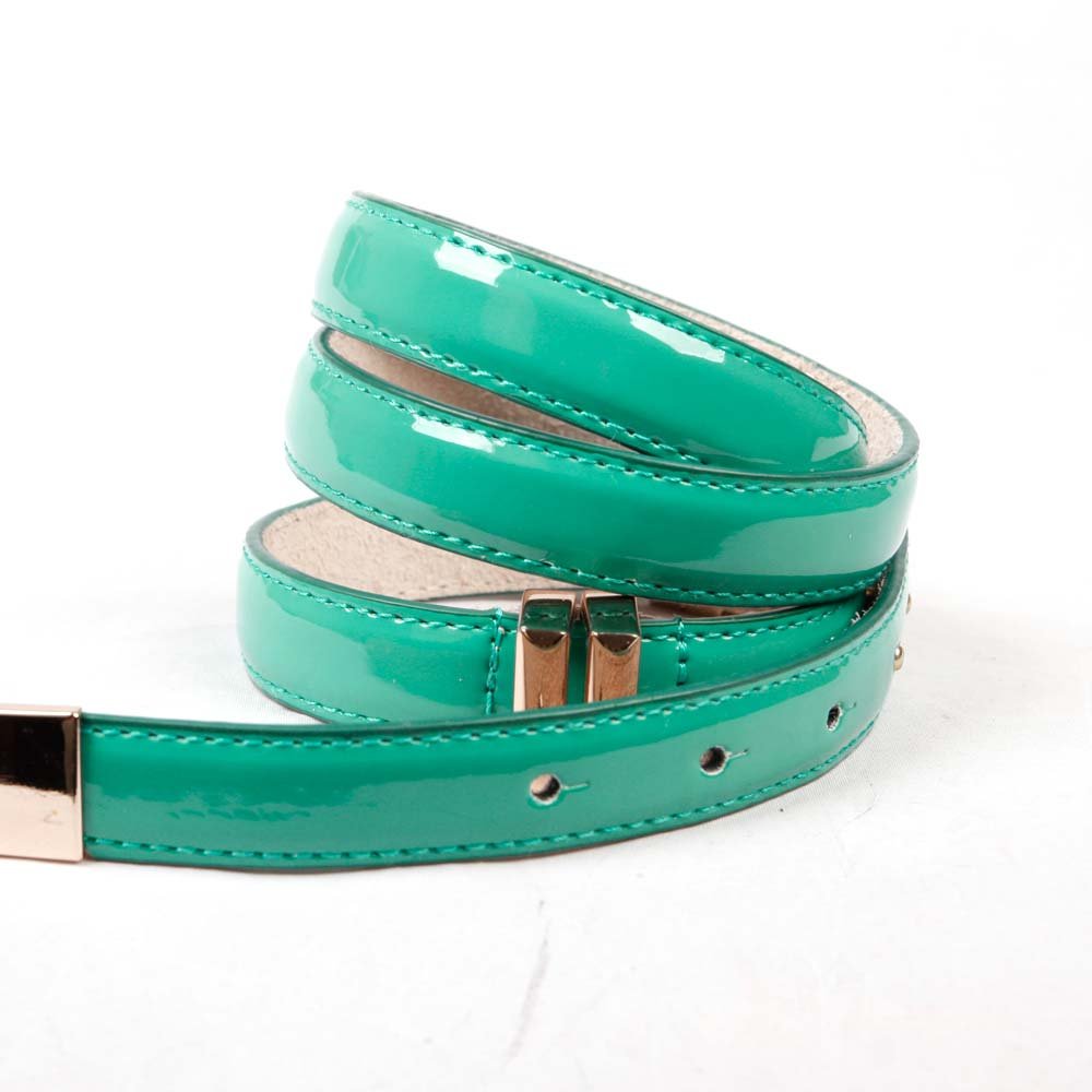 Free shipping Hot-sale high-quality  Women Gold Toned Rings Patent Leather Skinny fashion ladies belts with 4 colors vfA167v