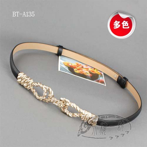 Free shipping Hot-sale  high-quality Women Gold Toned Screw Hardware Genuine Leather Skinny fashion ladies Belts thBT-A135
