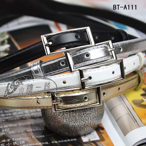 Free shipping hot-sale High-quality Women Pin Buckle Metallic Faux Leather Skinny Fashion ladies Belts ss-A111